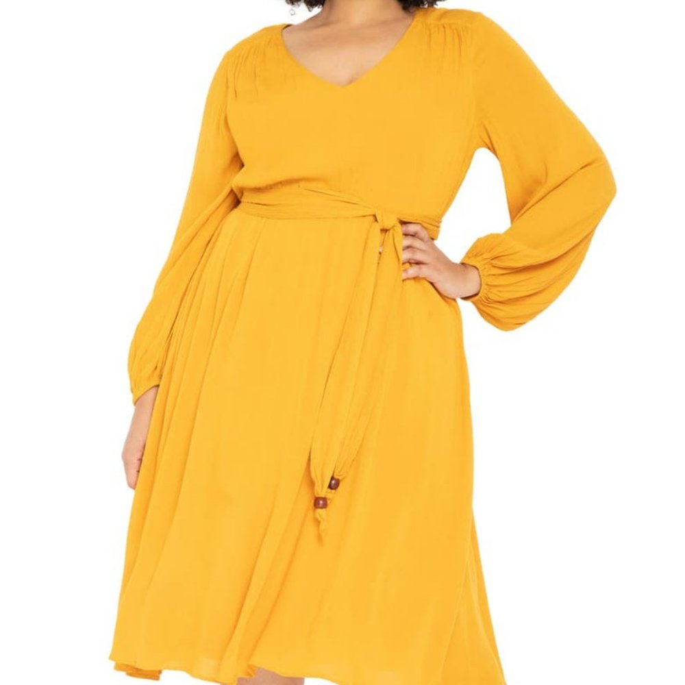 NWT Eloquii size 14 mustard yellow midi dressF
